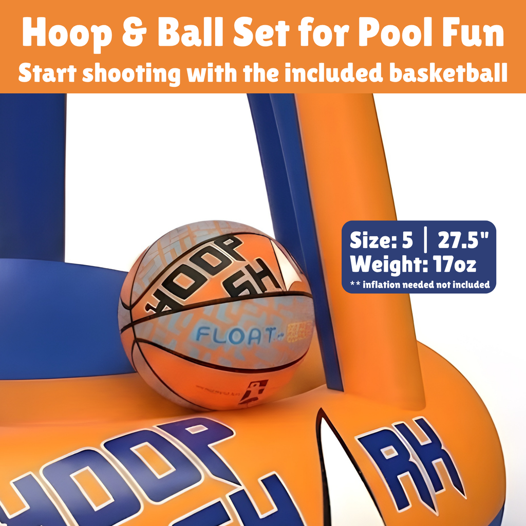Hoop Shark Orange Inflatable Pool Basketball Hoop w/ Ball Floating Set Toys Kids