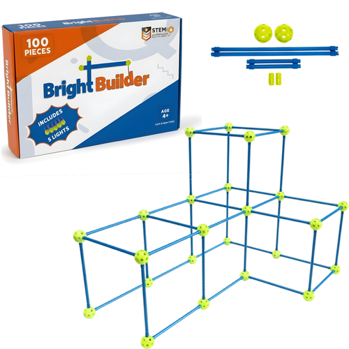 100PCS Kids Fort Building Kit DIY Toy Blue Green Creative Building Set Ages 4+