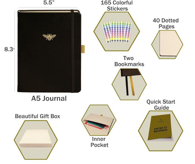 Settini Undated Weekly Life Planner w/ Stickers, Pocket, Vegan Leather - 8.5x5.5