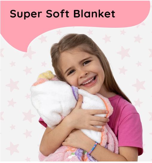 Glow in The Dark Soft Plush Pink Unicorn Throw Blanket, 50"x 60" - Pink