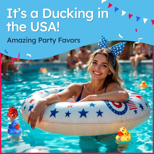 Patriotic Rubber Ducks Pool Party - Fun for 4th of July