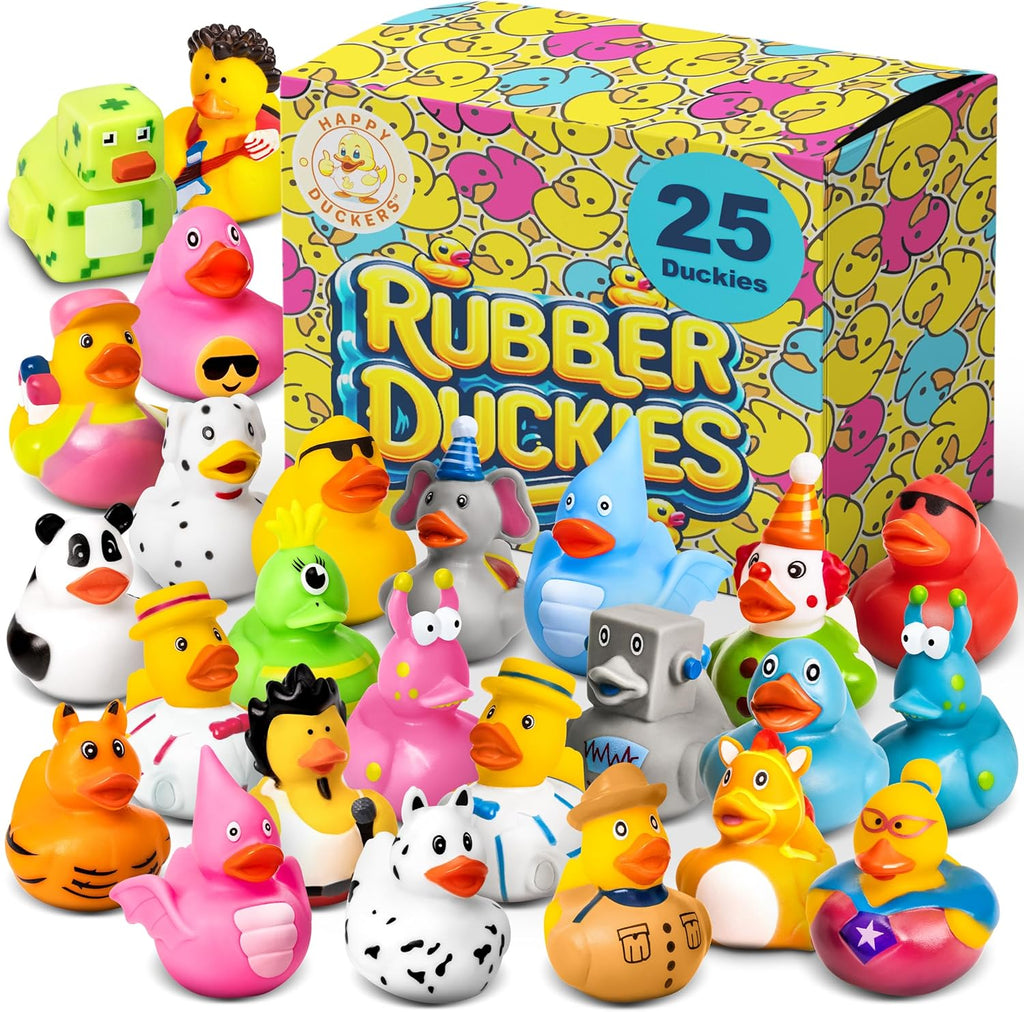 Rubber Ducks - 25 Piece Bulk Pack with Gift Box