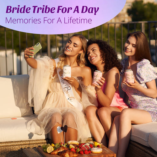 Bride Tribe Bachelorette Party Favor Can Sleeves - 11 Pack Insulated Neoprene Drink Huggies, Fits Regular Beer Cans  (Rosé Pink)