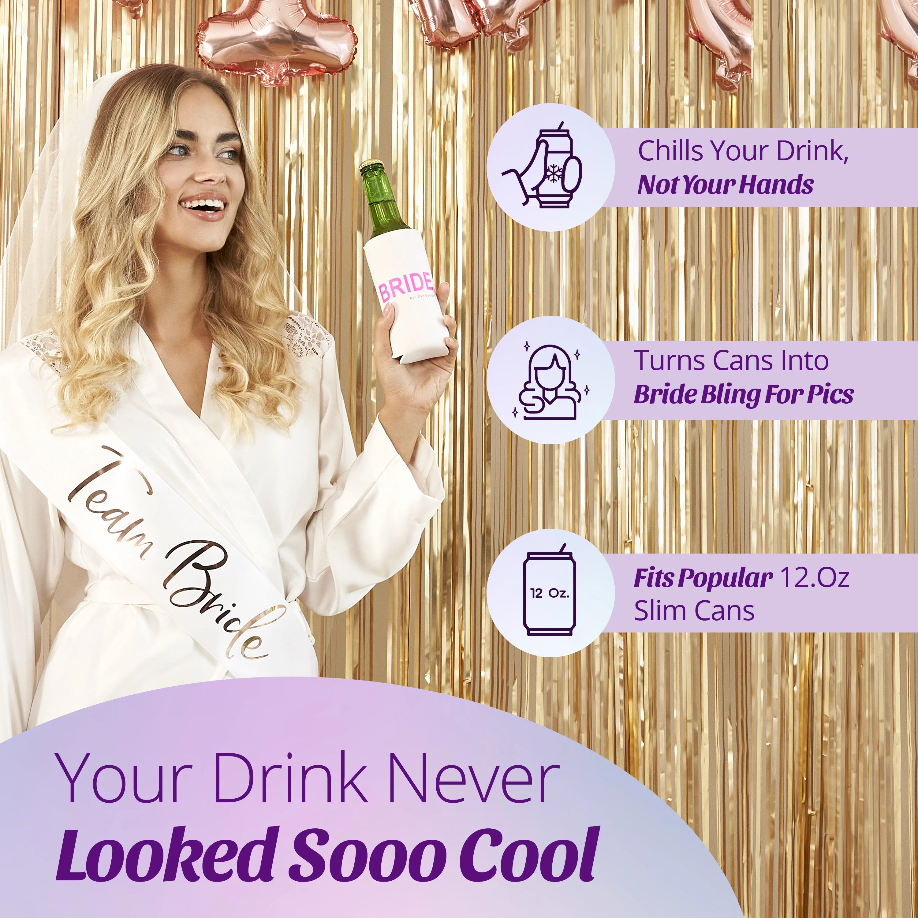 Hype Gurl Bachelorette Party Skinny Can Sleeves 11 Pack - Insulated Neoprene Drink (Electric Neon)