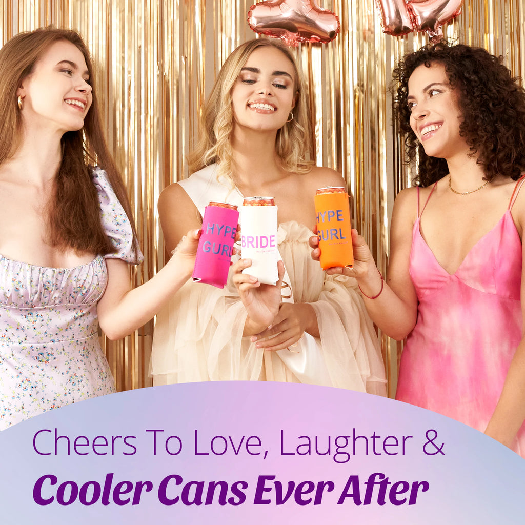 Hype Gurl Bachelorette Party Skinny Can Sleeves 11 Pack - Insulated Neoprene Drink (Electric Neon)