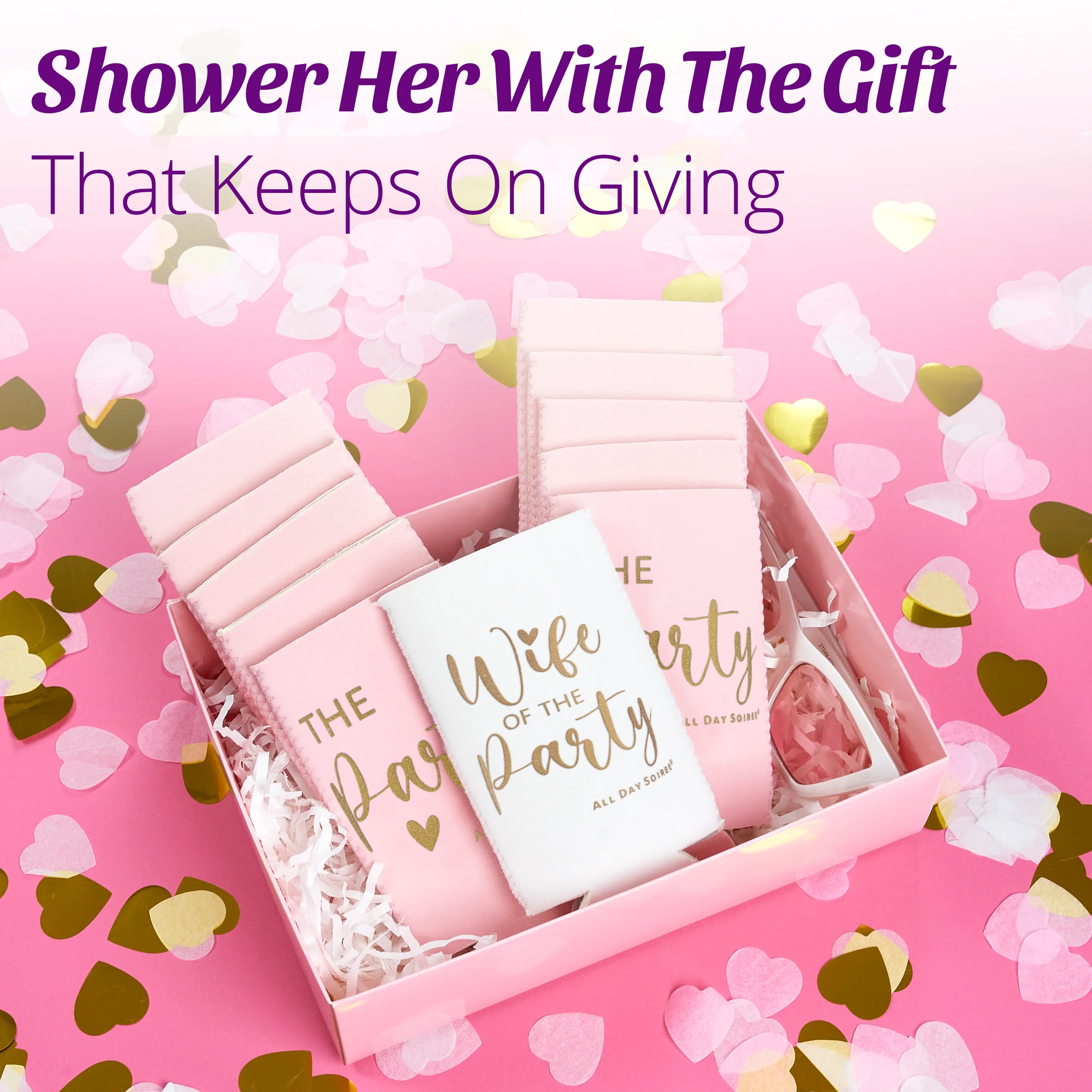 11 Pack Insulated Neoprene Bachelorette Party Skinny Can Sleeves - Pink