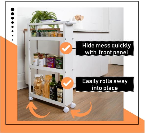 Slim Rolling Storage Cart with Wheels & Adjustable Shelving - 4 Tier Rolling Cart