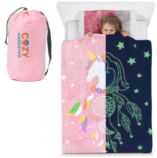 Glow in The Dark Soft Plush Pink Unicorn Throw Blanket, 50"x 60" - Pink