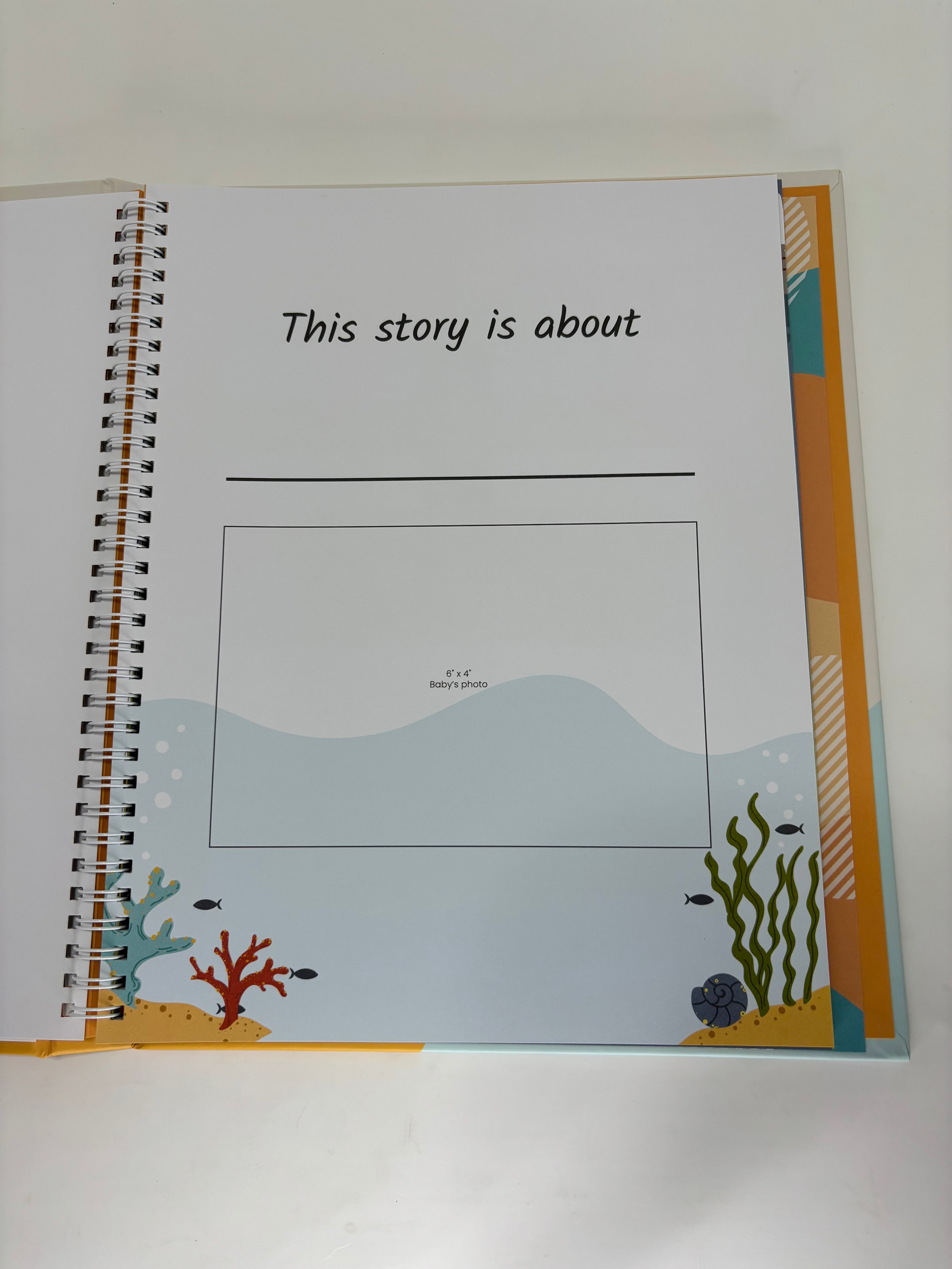 Baby Memory Book, First-Year Baby Milestone Journal, Ocean Theme - 60 Pages