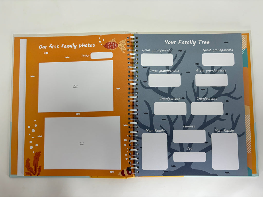 Baby Memory Book, First-Year Baby Milestone Journal, Ocean Theme - 60 Pages