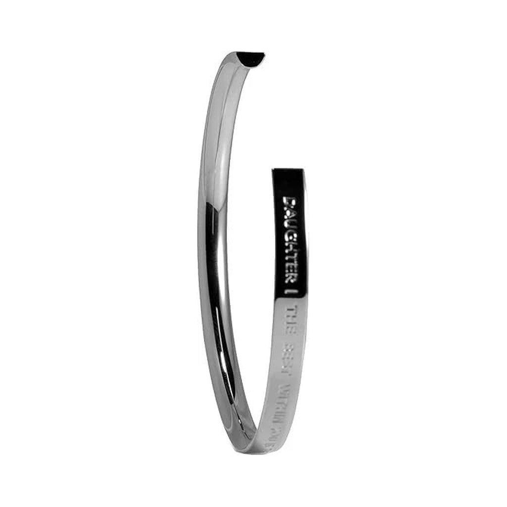Stella Valle Daughter Cuff Bracelet Adjustable Silver Plated w/ Engraved Mantra