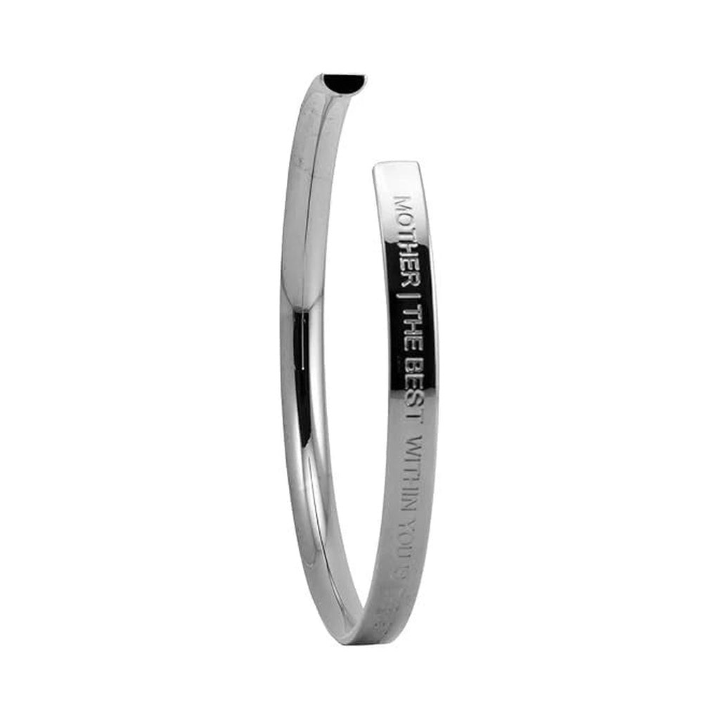 Stella Valle Mommy Cuff Bracelet Adjustable Rhodium Plated w/ Engraved Mantra
