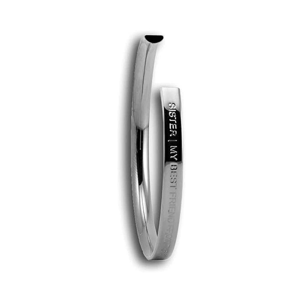 Stella Valle Sister Cuff Bracelet Adjustable Silver Plated w/ Engraved Mantra