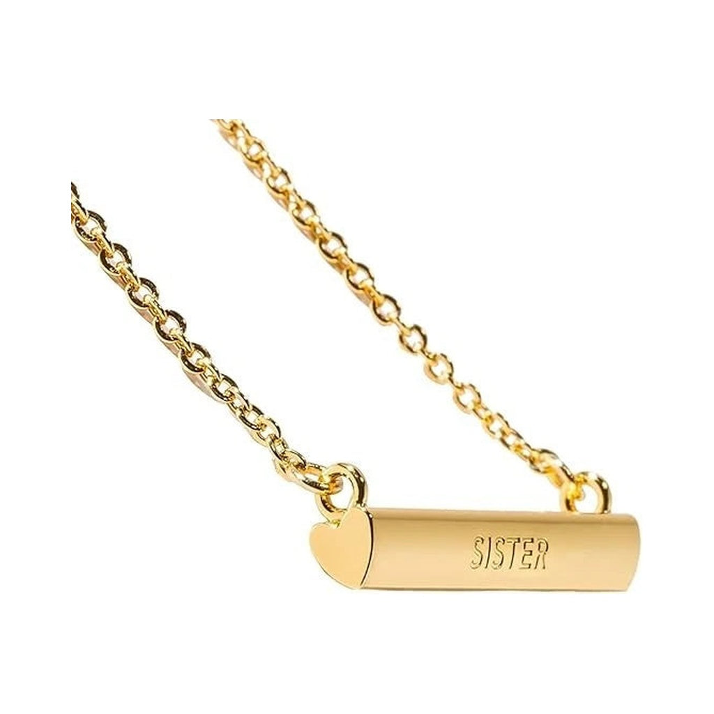 Stella Valle Sister Necklace Adjustable 18K Gold Plated Heart Shape Bar Necklace