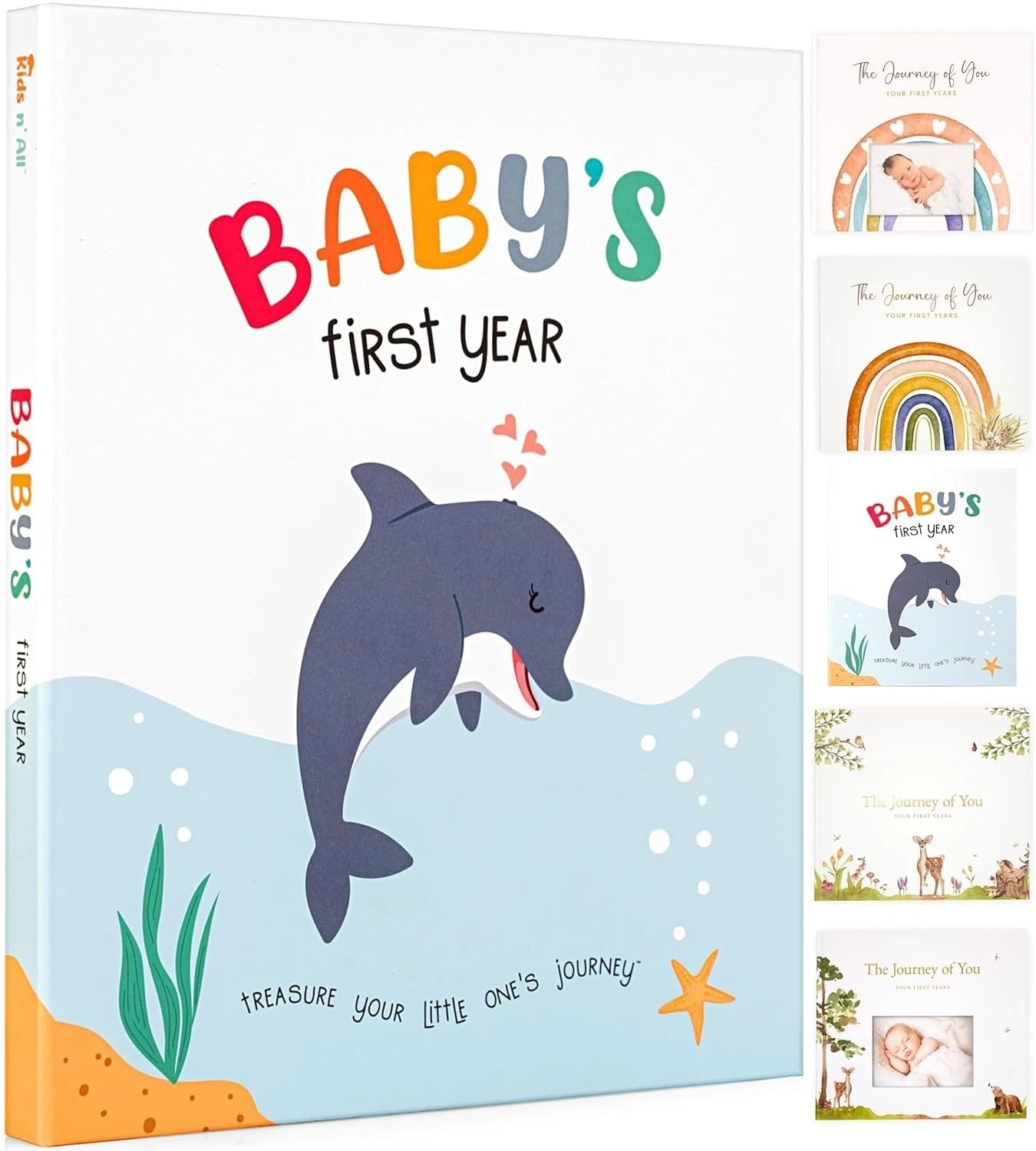 Baby Memory Book, First-Year Baby Milestone Journal, Ocean Theme - 60 Pages