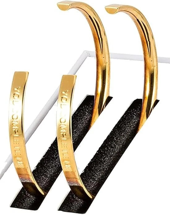 Stella Valle Men's Cuff Bracelet Gift Set - 18K Gold Cuffs with Engraved Mantra