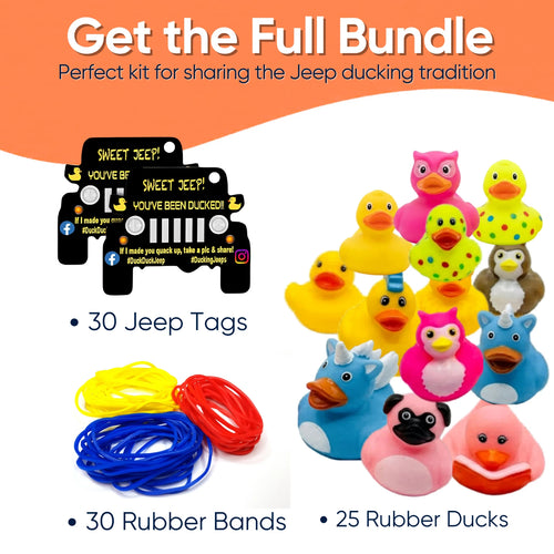 75pcs Patriotic Jeep Ducking Kit 2" Rubber Ducks Tags Bands w/ App Happy Duckers Set