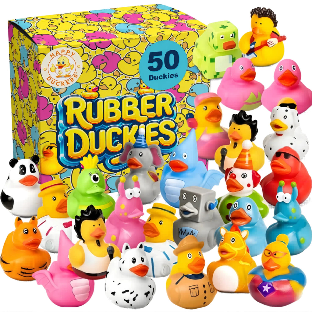 50 Pack Rubber Ducks Bulk Bath Toys Party Favors Pool Jeep Ducking Decor Gift