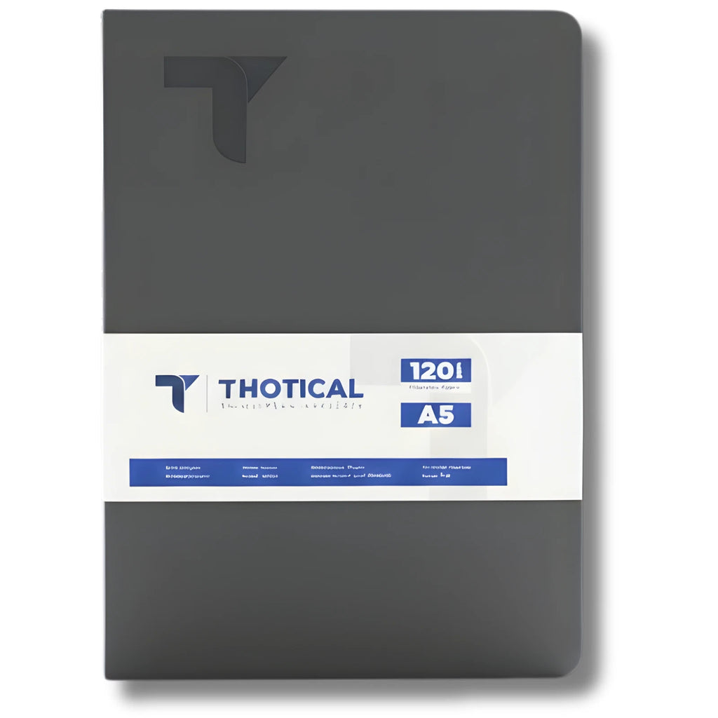 Thotical A5 Dot Grid Journal Hard Cover, Dark Gray - 192 Pages