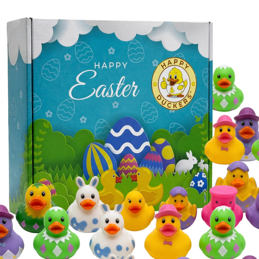 25pcs Easter Rubber Ducks 2" Assorted Duckies Party Favors Bath Pool Jeep Decor