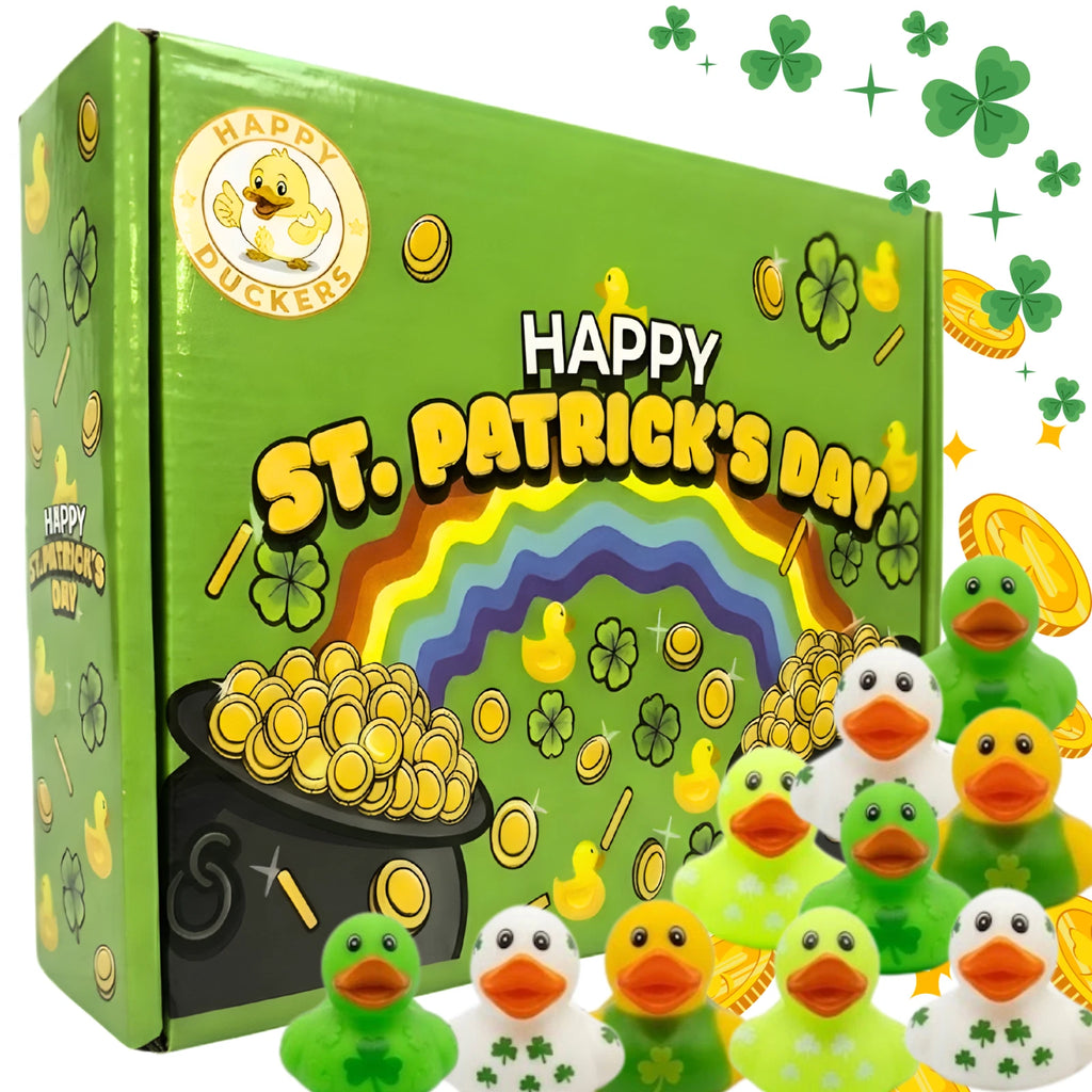 25pcs St. Patrick Rubber Ducks 2" Bath Toys Party Favors Pool Jeep Ducking Decor Gift
