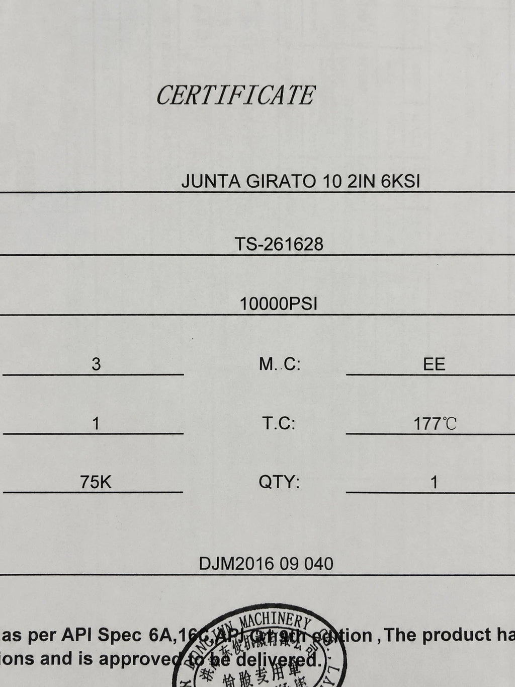 Swivel Joint Junta Girato 10 2" 6000 PSI API 16C PSL 3 New Surplus - Lot of 200