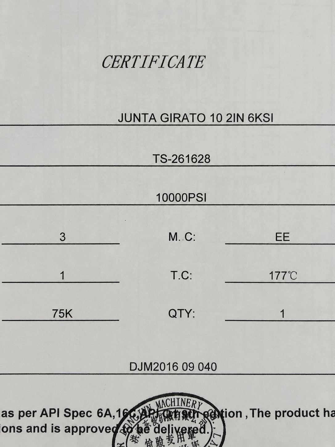 Swivel Joint Junta Girato 10 2" 6000 PSI API 16C PSL 3 New Surplus - Lot of 200
