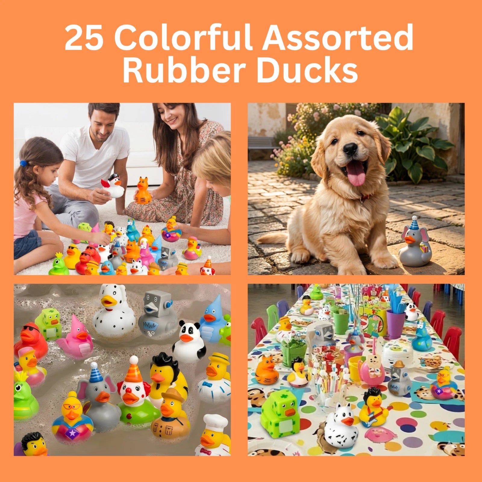 25 Pack Rubber Ducks 2" Bulk Bath Toys Party Favors Pool Jeep Ducking Decor Gift