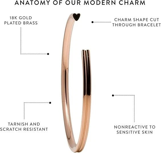 Stella Valle Heart Cuff Bracelet Adjustable Rose Gold Plated w/ Engraved Mantra