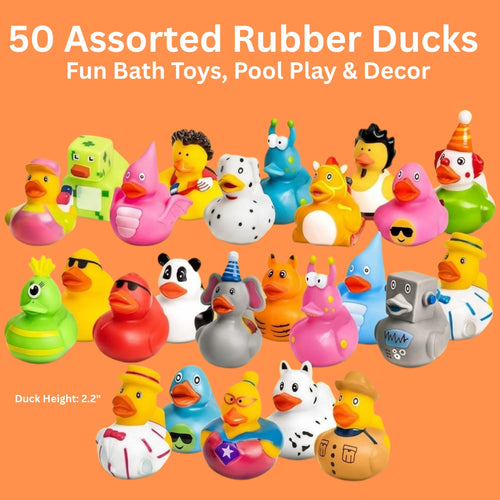50 Pack Rubber Ducks Bulk Bath Toys Party Favors Pool Jeep Ducking Decor Gift
