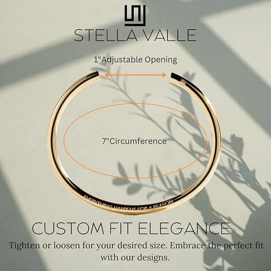 Stella Valle Couple Cuff Bracelet Adjustable 18K Gold Plated w/ Engrave Mantra