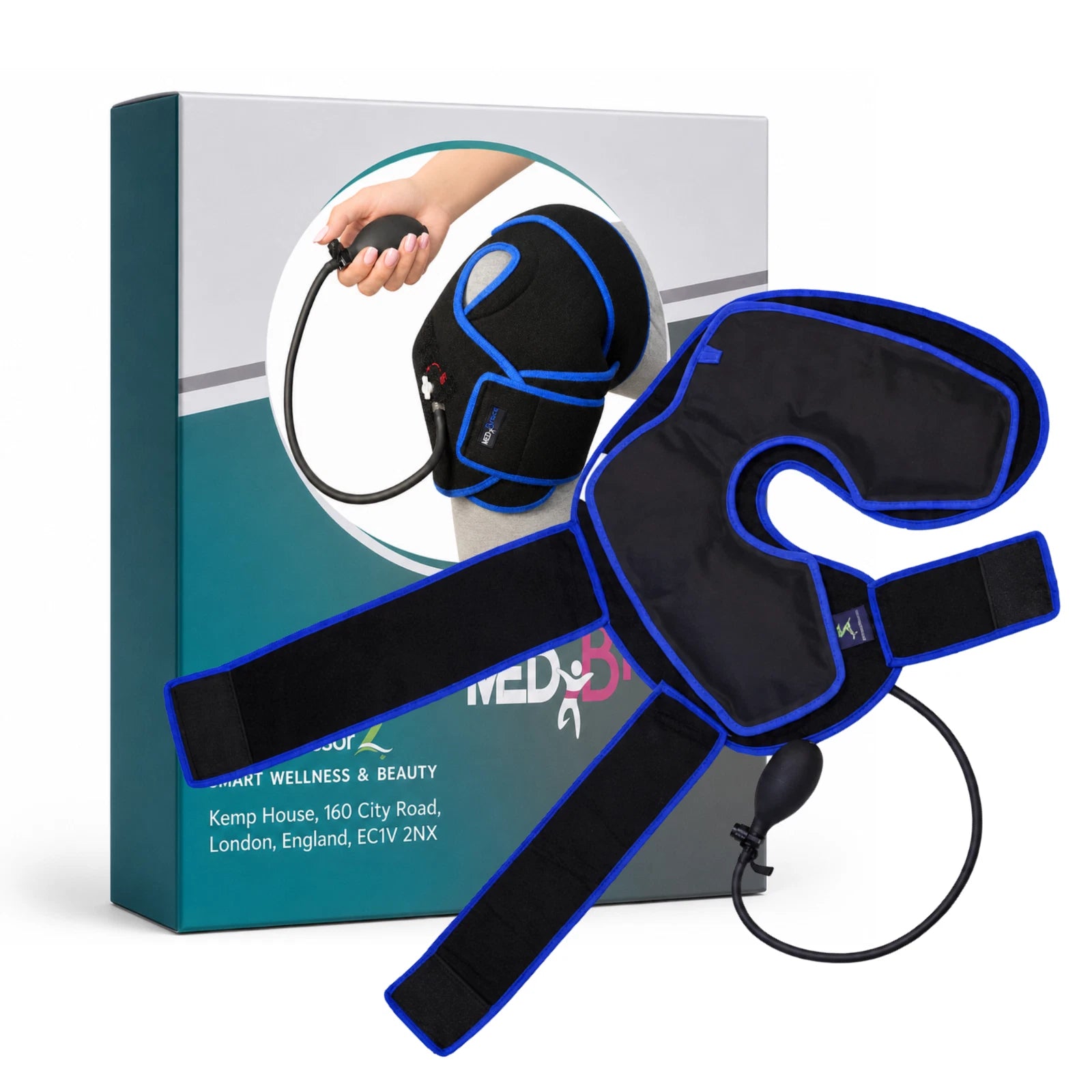 MEDBrace Knee Compression Wrap Cold Therapy Brace w/ Air Pump Adjustable Support