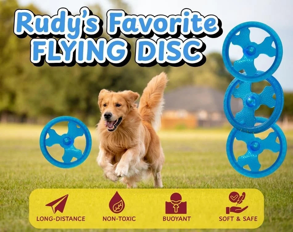 Rudy’s TPR Flying Disc Dog Toy w/ Center Ball Frisbee Pool Floats Chew Toys
