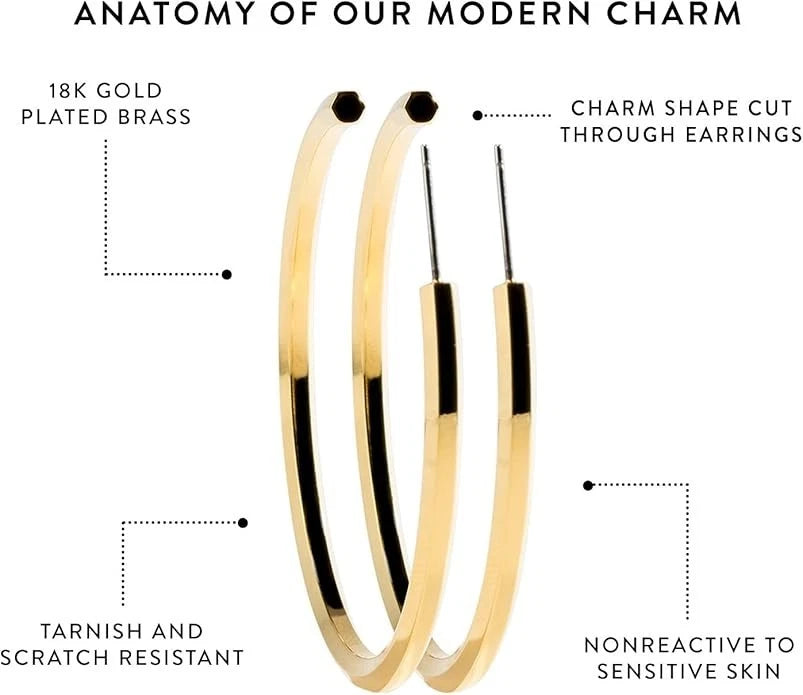 Stella Valle Hexagon Hoop Earrings, Hypoallergenic (Gold)