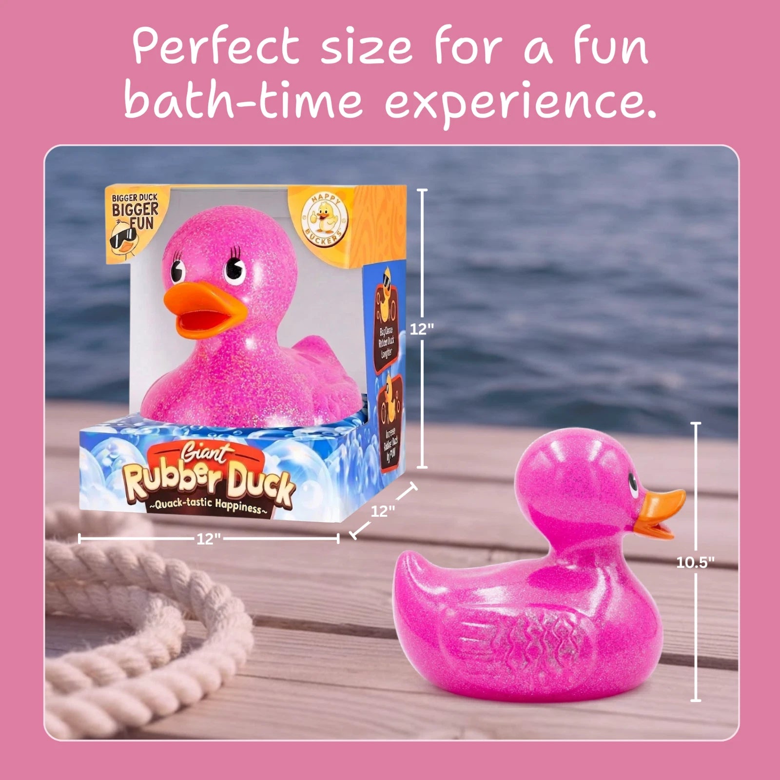 Giant Rubber Duck 10.5" Pink Jeep Ducking Bath Toys Duckies w/ Giftbox