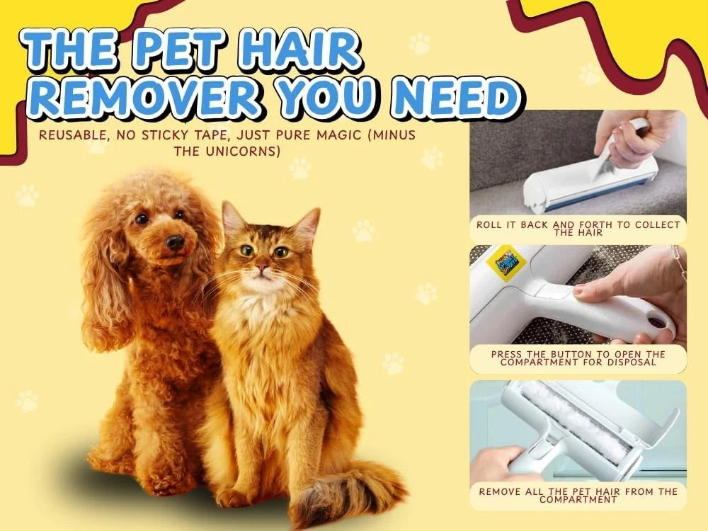 Pet Hair Remover Roller – Reusable Lint Brush for Dog & Cat Fur, Couch Carpet