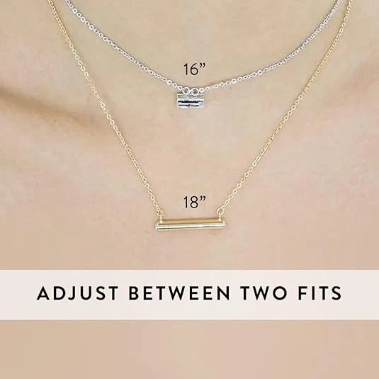 Stella Valle Sister Necklace Adjustable 18K Gold Plated Heart Shape Bar Necklace