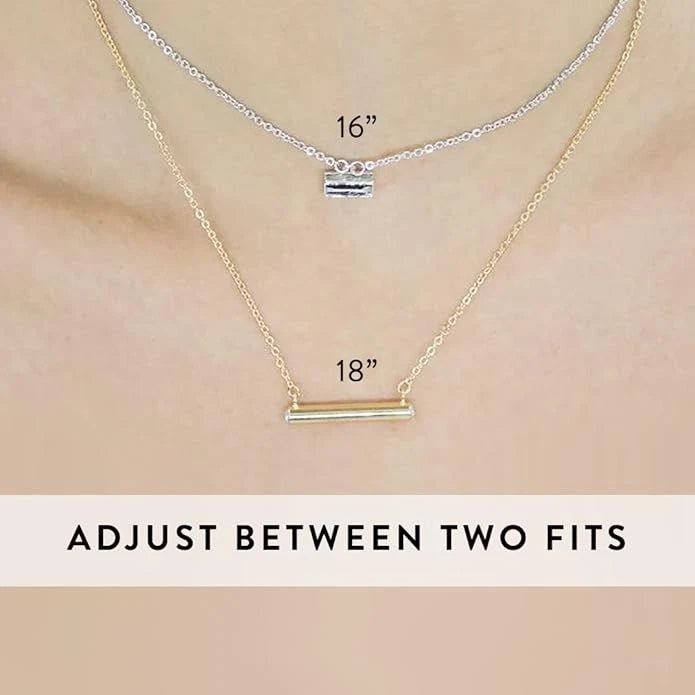 Stella Valle Mother Daughter Bar Necklace Set, Rhodium Plated, Adjustable Length