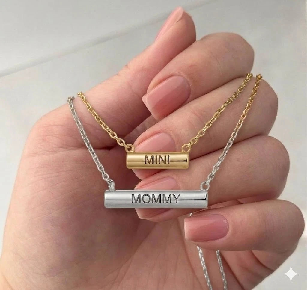 Stella Valle Mommy Mini Necklace Adjustable 18K Gold & Silver Plated Heart Shape