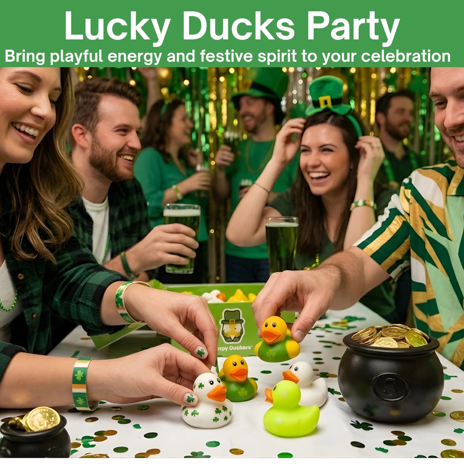 25pcs St. Patrick Rubber Ducks 2" Bath Toys Party Favors Pool Jeep Ducking Decor Gift