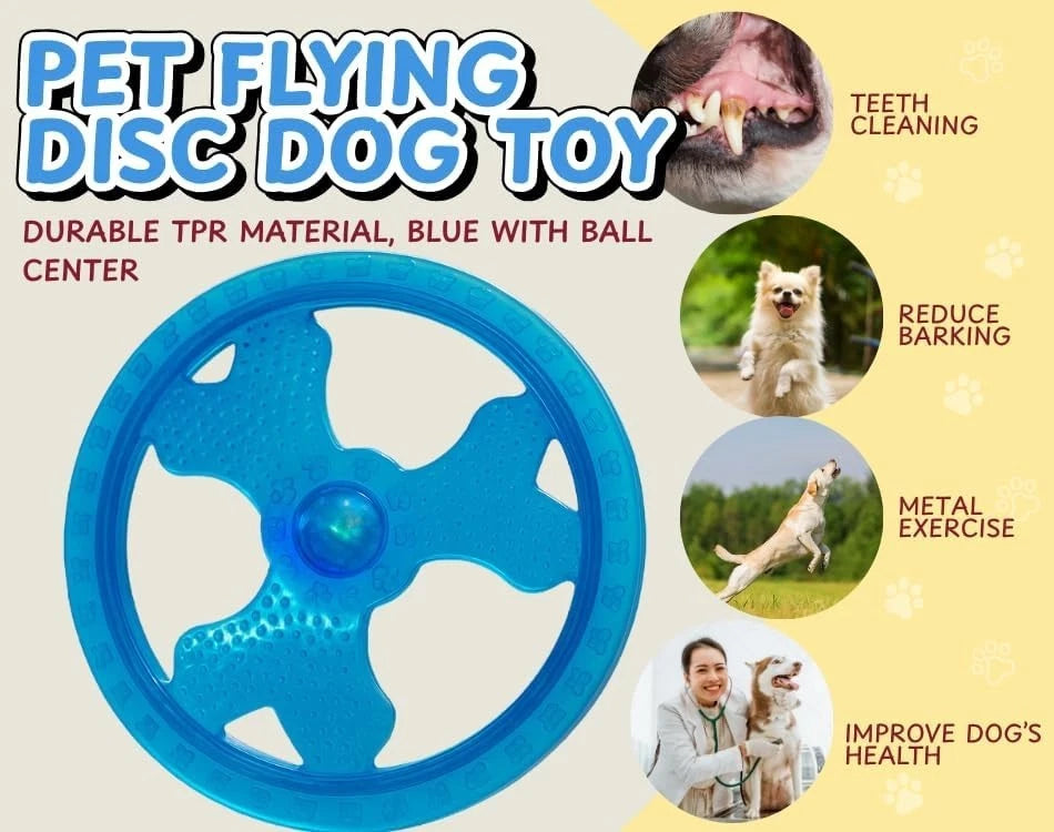 Rudy’s TPR Flying Disc Dog Toy w/ Center Ball Frisbee Pool Floats Chew Toys