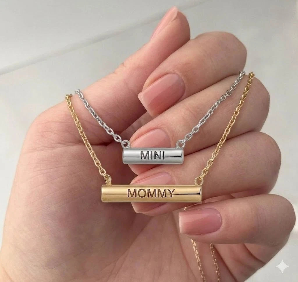 Stella Valle Mommy Mini Necklace Adjustable 18K Gold & Silver Plated Heart Shape