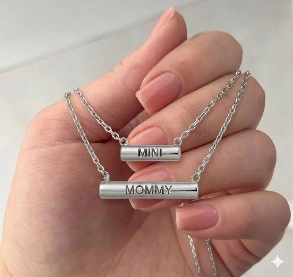 Stella Valle Mommy Mini Necklace Adjustable Silver Plated Heart Shape