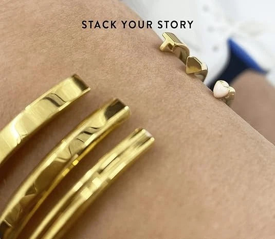 Stella Valle Heart Cuff Bracelet Adjustable Rose Gold Plated w/ Engraved Mantra