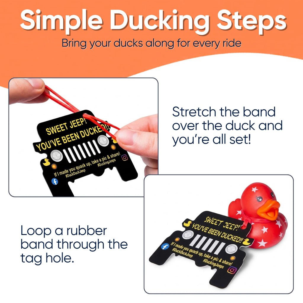 75pcs Patriotic Jeep Ducking Kit 2" Rubber Ducks Tags Bands w/ App Happy Duckers Set