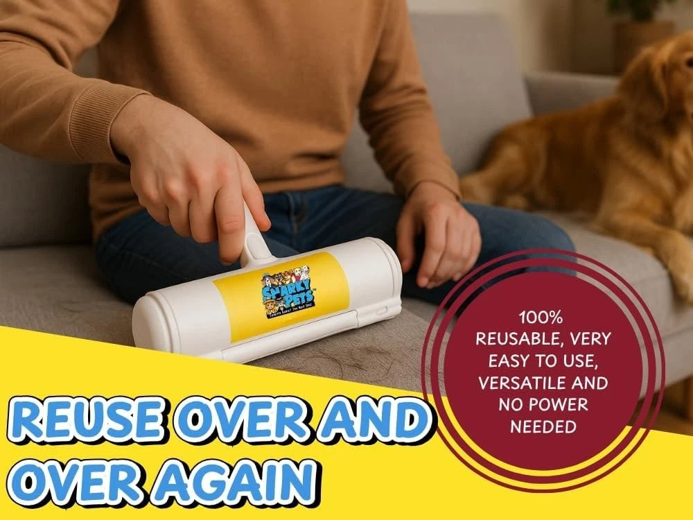 Pet Hair Remover Roller – Reusable Lint Brush for Dog & Cat Fur, Couch Carpet