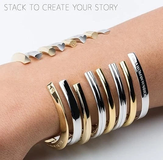 Stella Valle Cuff Bracelets for Women—Mommy & Mini Bracelet Set (Gold & Silver)