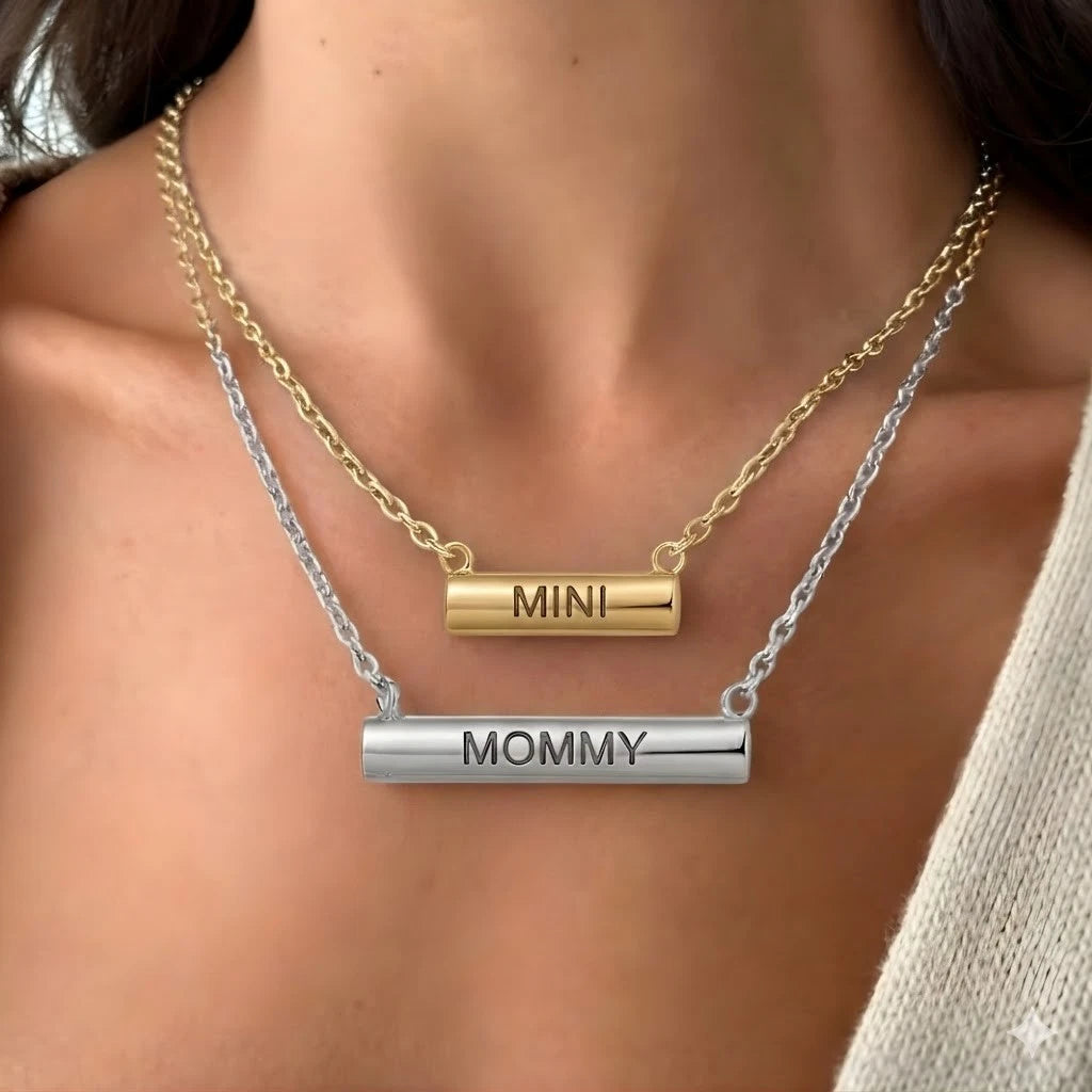 Stella Valle Mommy Mini Necklace Adjustable 18K Gold & Silver Plated Heart Shape