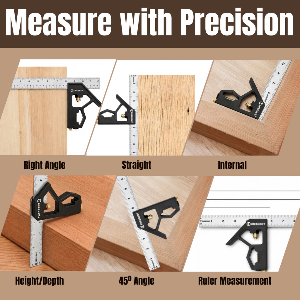 Crescent 12" Combination Square L12CS Easy Read Brass Scribe 300mm New