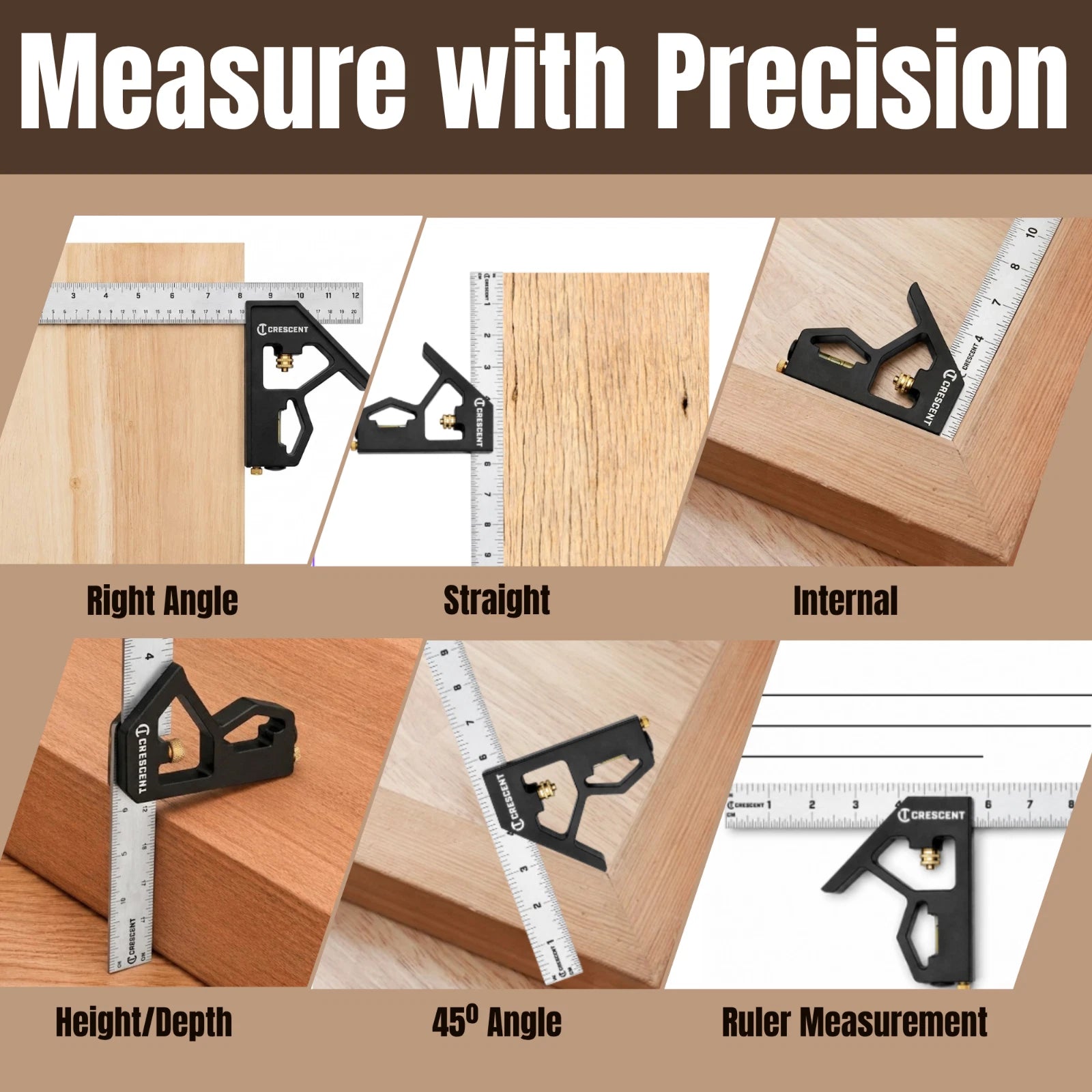 Crescent 12" Combination Square L12CS Easy Read Brass Scribe 300mm New